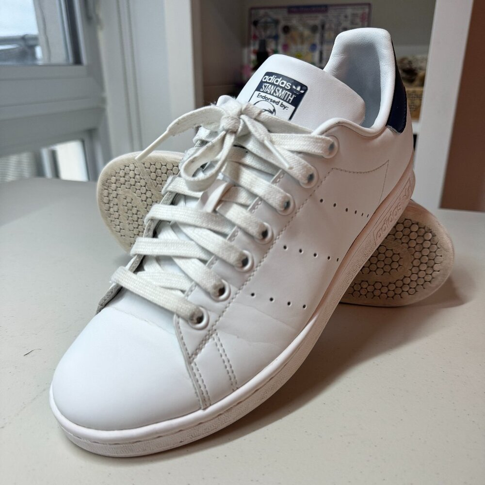 Adidas Stan Smith White/Navy EU Size 40 3/4, Men's 7.5, Women's 8.5
